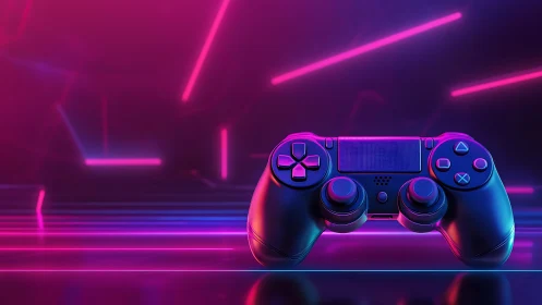 Neon Gaming Controller in Cyberpunk Aesthetic.