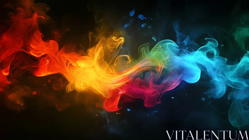 Flowing rainbow flames drifting softly through the dark.