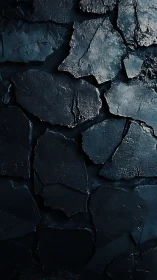 Fragmented dark stone surface shows irregular cracked plates