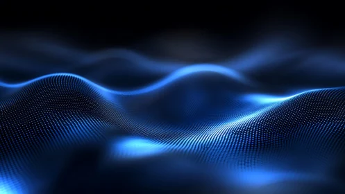 3D parametric wavefield with luminous blue data contours.