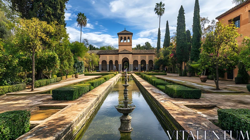 Symmetrical courtyard garden with central linear reflecting pool