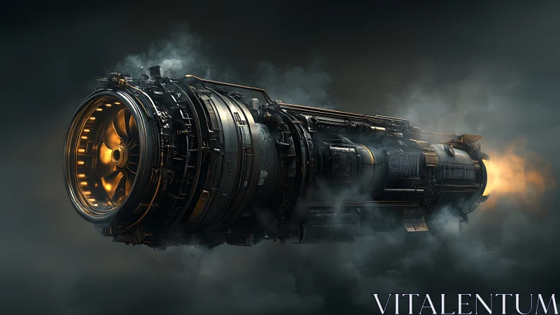 Star-forged engine drifts through stormy cosmic exhaust haze