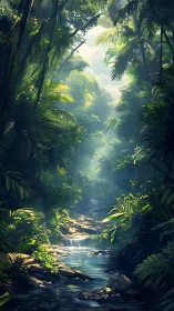 Sunlit Jungle Stream Sanctuary.