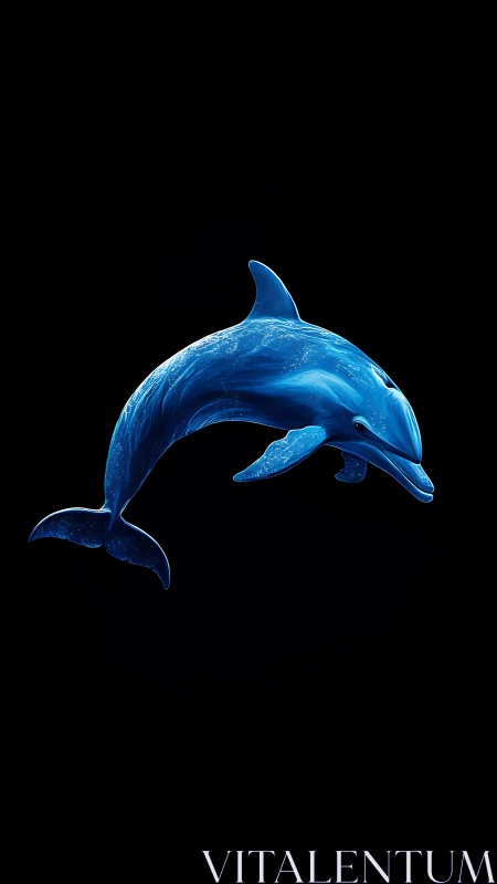 Midnight blue dolphin pirouettes through a cosmic sea
