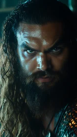 Intense bearded warrior portrait rendered in tight photorealism