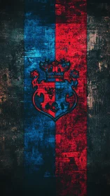 Royal crest splits the night in electric blue and scarlet