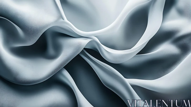 Elegant Silver Satin Fabric with Soft Folds in Abstract Style.