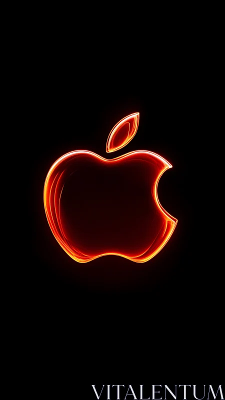 Luminous red fruit outline forming neon emblem silhouette.