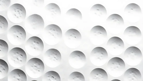 Minimalist white spheres form soft atmospheric grid pattern.