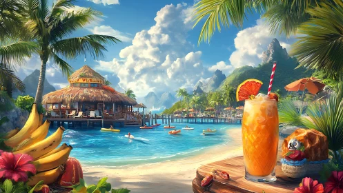 Tropical Paradise Resort with Water Features and Coastal Architecture.