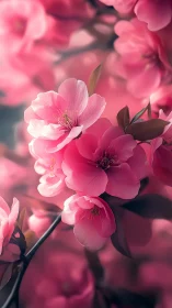 Pink Flowers in Soft Focus: Delicate Botanical Close-up