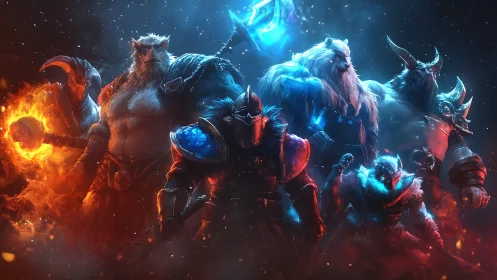 Elemental beast warriors thunder into a blazing cosmic clash