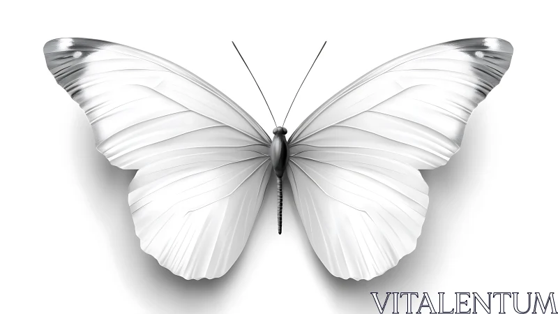 White butterfly with soft shadows on clean background.