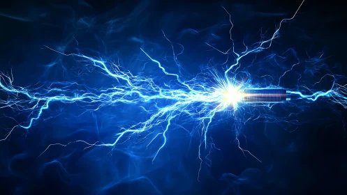 Electric storm tethered between twin chrome conductors.