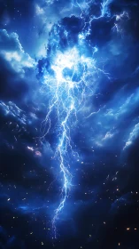 Celestial stormspire of electric blue rending the heavens.