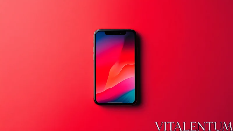 Smartphone Display Against Vibrant Red Gradient Background