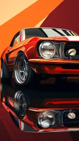 Retro muscle coupe rendered in glossy digital vector precision