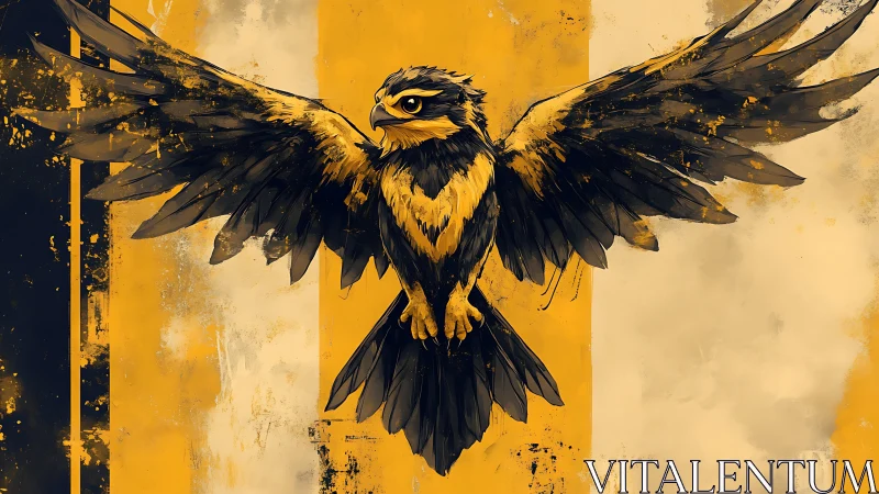 Majestic Falcon in Flight, Modern Abstract Art Style Illustration.