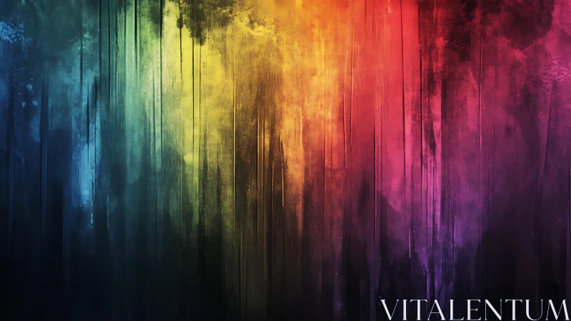 Vibrant Dripping Rainbow Abstract Painting with Grunge Texture.