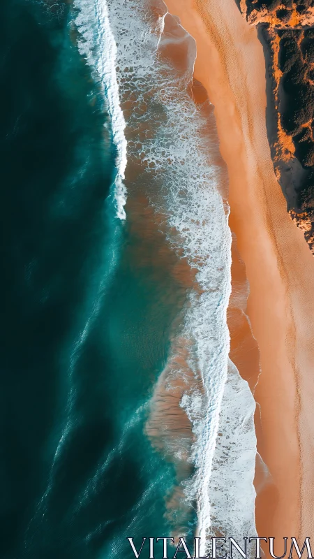 Tidal brushstrokes paint teal surf against ember sand. Period.