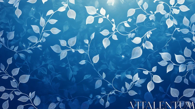 Gentle White Vines Floating Through Deep Blue Calm.