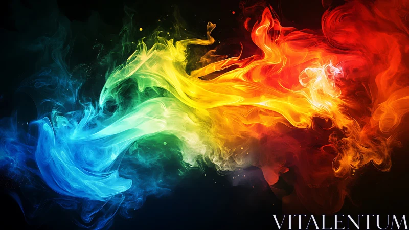 Chromatic fluid dynamics of spectral smoke streams in motion.