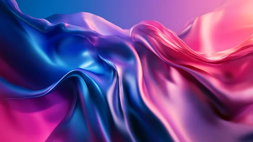 Shimmering waves of pink and blue satin glow softly.