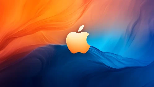 Digital painting logo centerpiece on bifurcated color field.