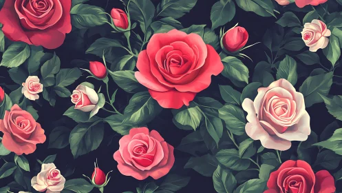 Crimson Roses Dance Against Midnight: A Floral Celebration
