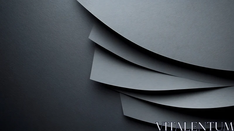 Curved graphite panels overlap in layered minimalist composition