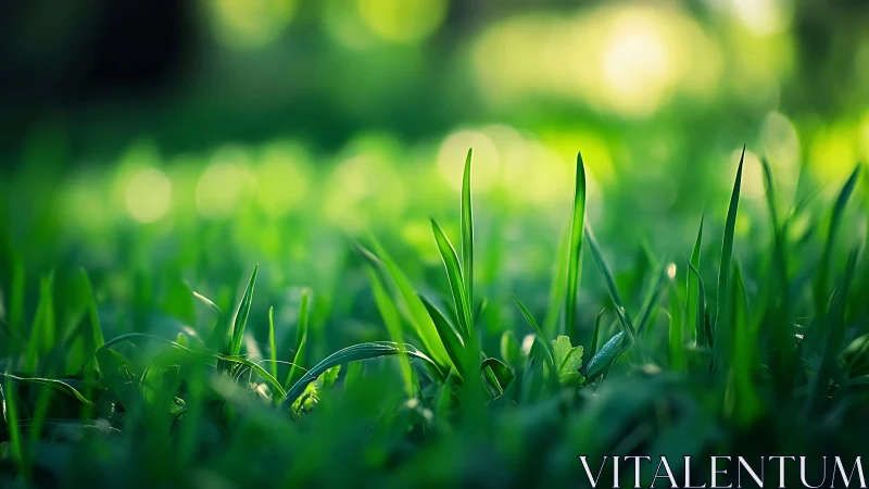 Morning grass blades whispering in soft emerald glow.