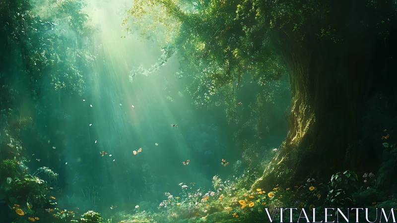 Mystical Forest Cenote: Luminous Underground Cavern.