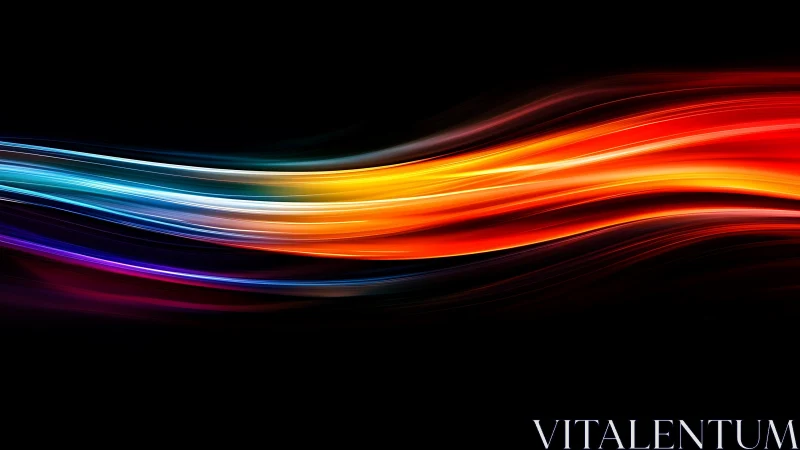 Vibrant color light trails stream across a deep black void