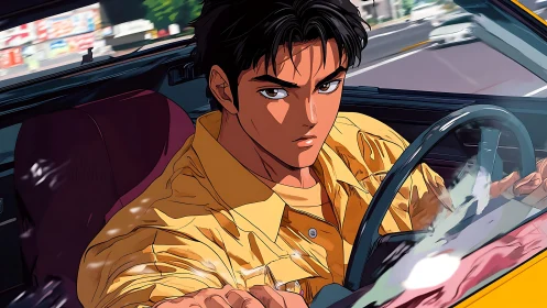 Midnight streets blur while a focused driver carves sharp lines