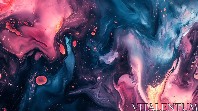 Abstract fluid ink clouds in pink, blue and navy tones.