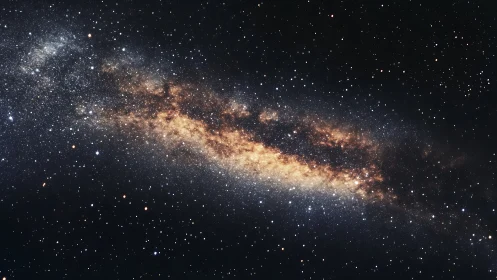 Golden galactic river drifting through deep velvet night.