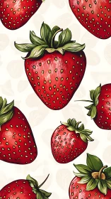 Red strawberry fruit pattern on light neutral background.
