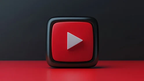 YouTube Play Button 3D Rendered Icon.