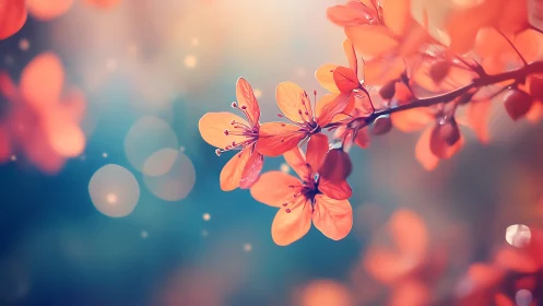 Soft-Focus Floral Branch with Bokeh Depth.
