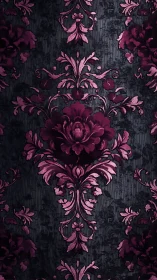 Baroque damask pattern with magenta floral embossing.