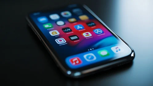 iPhone home screen displaying colorful app icons and vibrant interface.