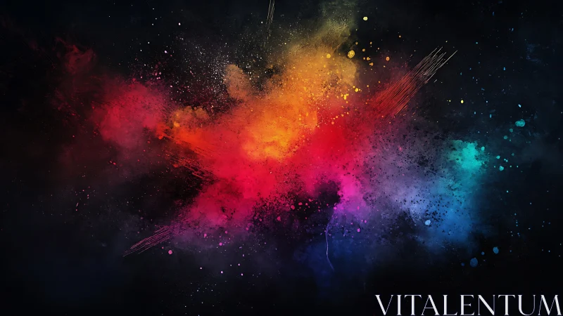 Multicolor pigment dispersion forms central abstract cloud