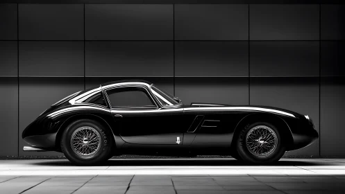 Monochrome profile study of a classic grand tourer coupe