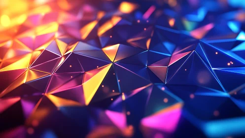 Glowing geometric prisms in a cozy neon color dance.