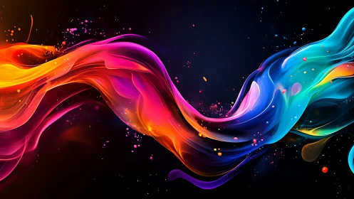 Flowing neon color ribbons across deep cosmic void.