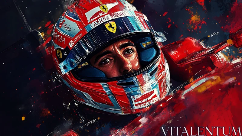 Racing driver portrait explodes in red and electric motion.