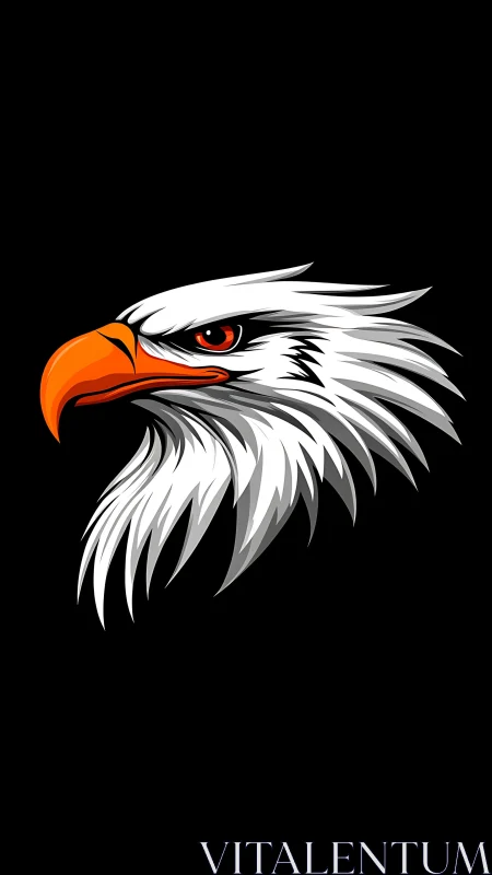 Stylized eagle head profile with bold orange beak.