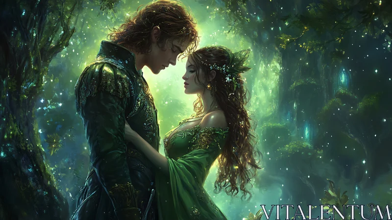 Forest starlight leans close as two fae lovers quietly breathe