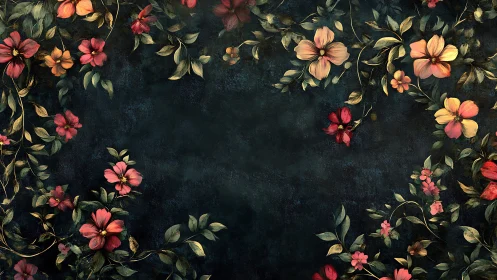 Midnight Garden's Floral Ballet: Blooms Against Velvet Darkness