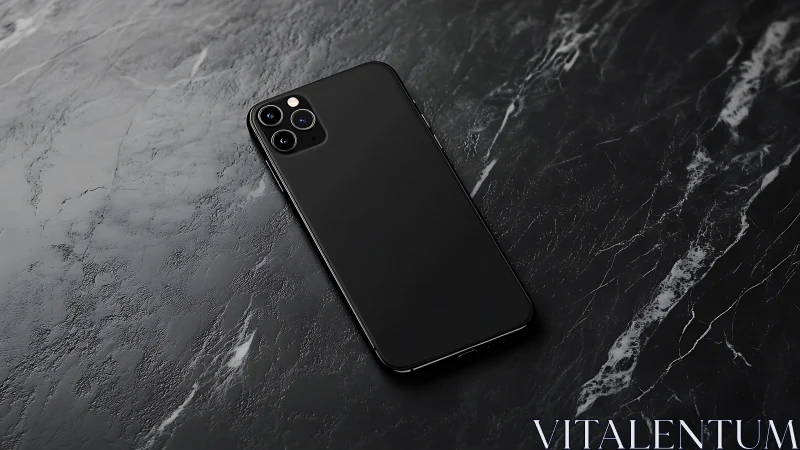 Midnight Silicon Dreams: Sleek Flagship Rests on Marble Canvas.